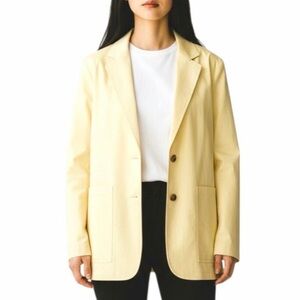 Lafayette 148 NWT size Large Cotton Twill Blazer Jacket in Buttercup Yellow